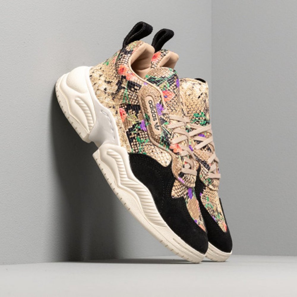 adidas Women's Sneakers in Tan, Black, Green, Purple Accents